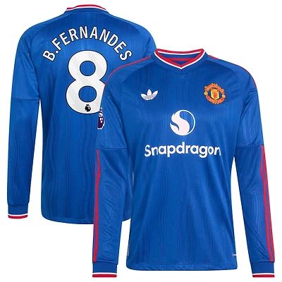Men's adidas Bruno Fernandes Royal Manchester United 2026/27 Away On-Field Authentic Long Sleeve Jersey