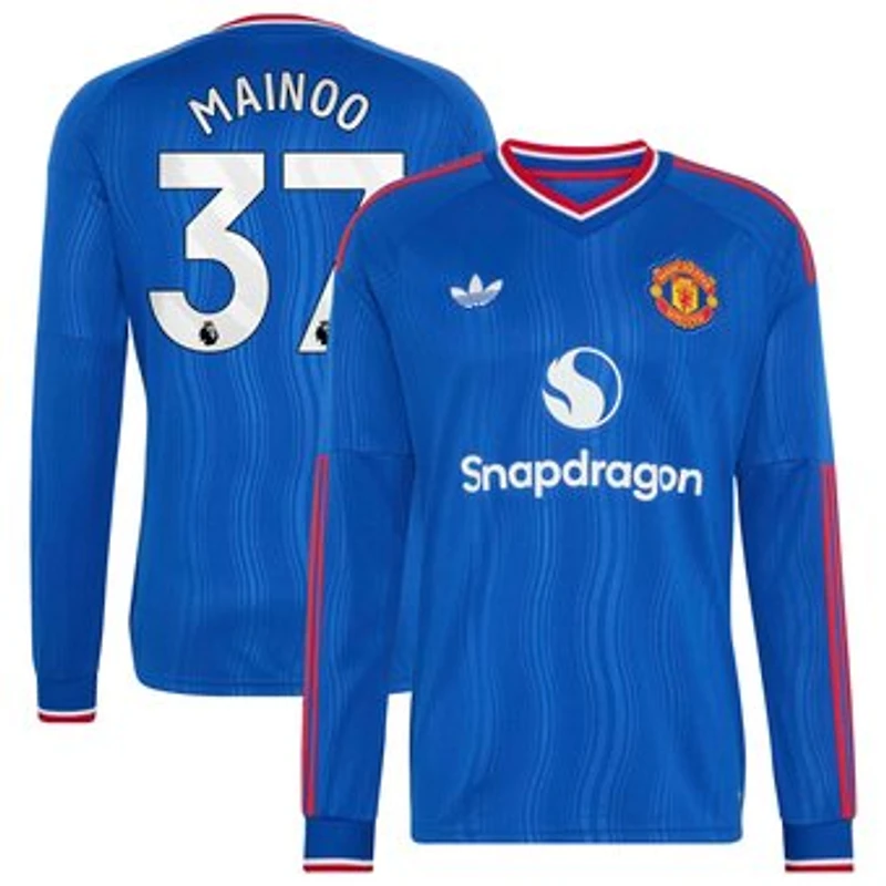 Men's adidas Kobbie Mainoo Royal Manchester United 2026/27 Away Replica Long Sleeve Jersey