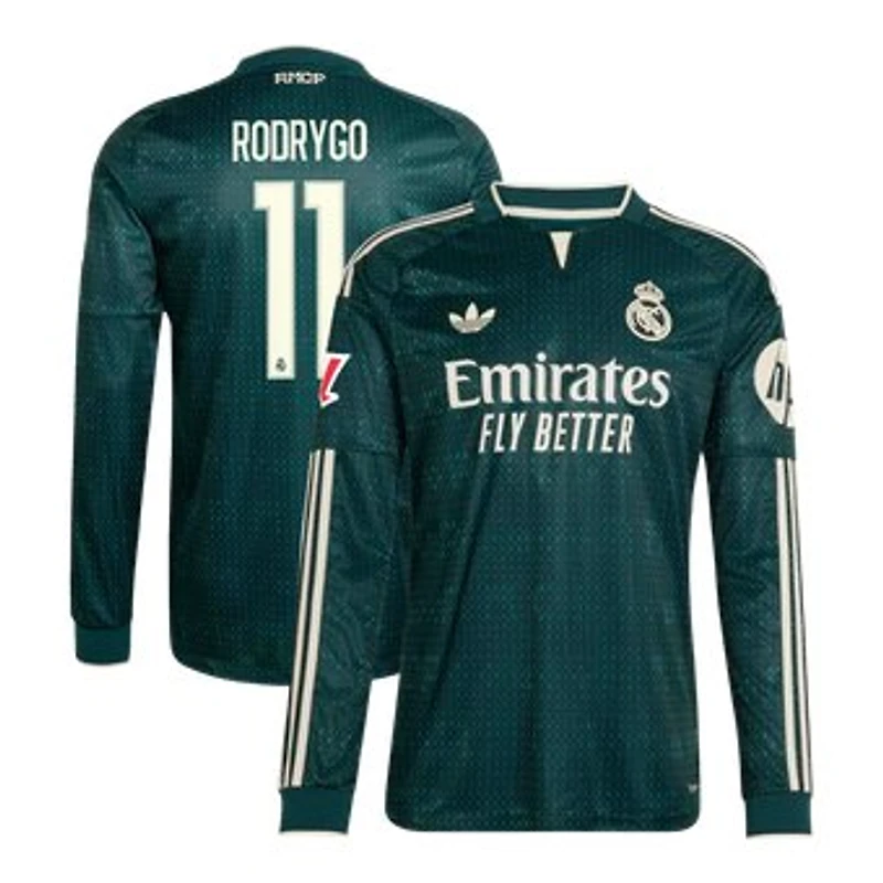 Men's adidas Rodrygo Green Real Madrid 2026/27 Away On-Field Authentic Long Sleeve Jersey