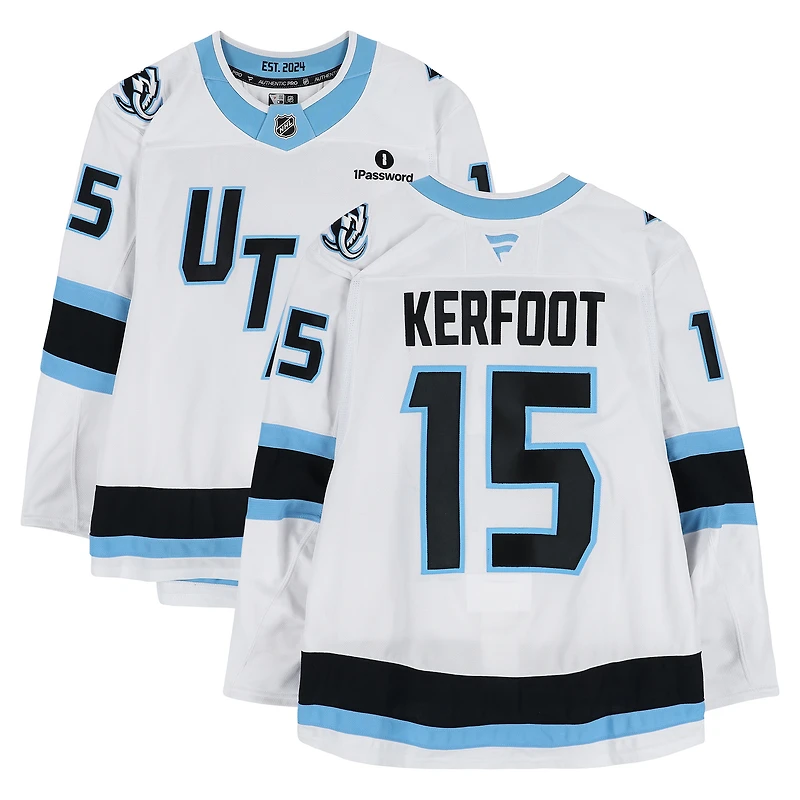 Alexander Kerfoot Utah Mammoth Game-Used #15 White Jersey Worn During Round One of the 2026 Stanley Cup Playoffs vs. Vegas Golden Knights