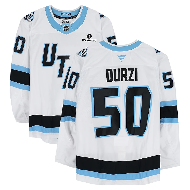 Sean Durzi Utah Mammoth Game-Used #50 White Jersey Worn During Round One of the 2026 Stanley Cup Playoffs vs. Vegas Golden Knights