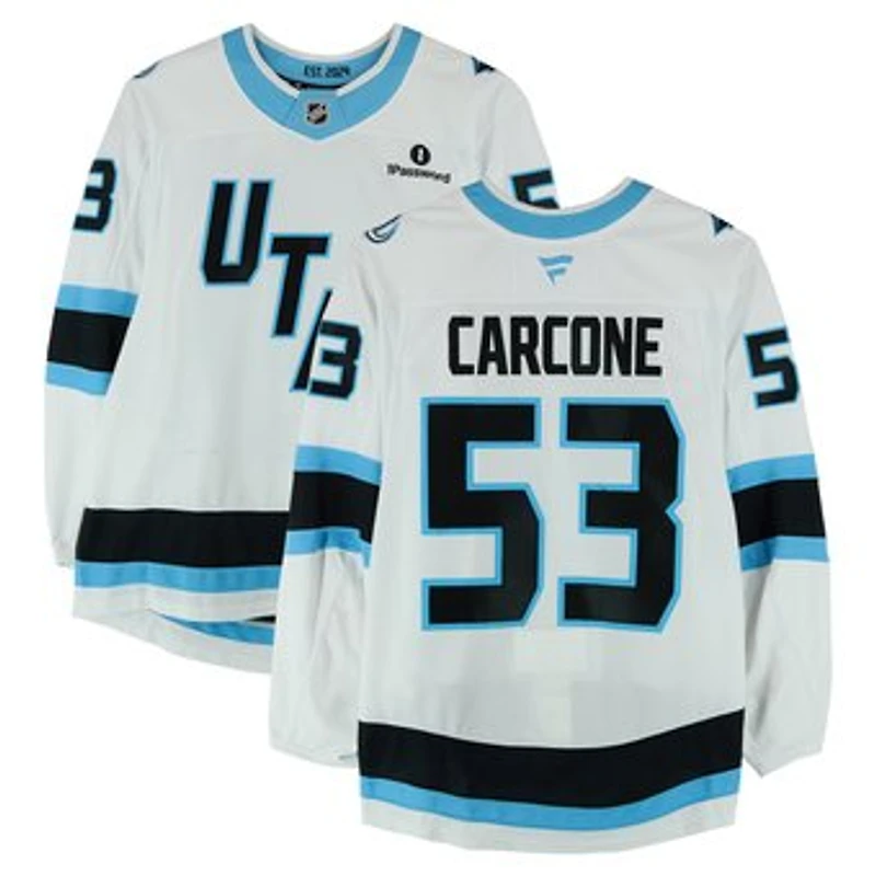 Michael Carcone Utah Mammoth Game-Used #53 White Jersey Worn During Round One of the 2026 Stanley Cup Playoffs vs. Vegas Golden Knights