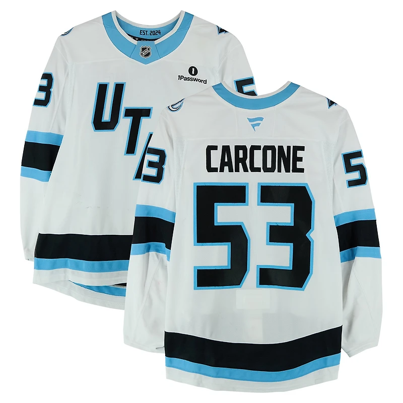Michael Carcone Utah Mammoth Game-Used #53 White Jersey Worn During Round One of the 2026 Stanley Cup Playoffs vs. Vegas Golden Knights
