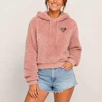 Women's Jill Martin Licensing LLC Pink New York Knicks Cropped Blanket Hoodie