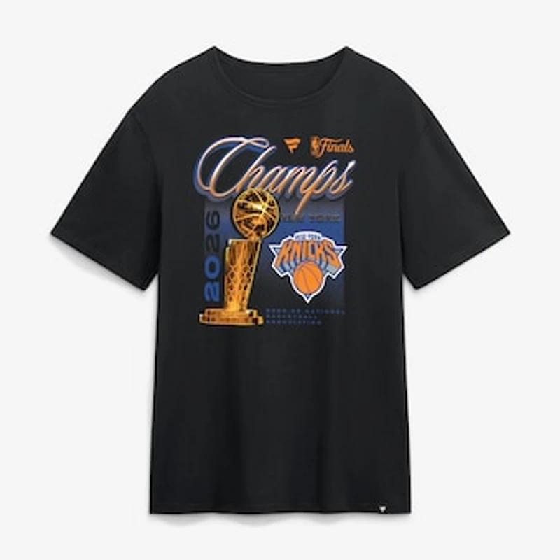 Men's Black New York Knicks 2026 NBA Finals Champions Trophy T-Shirt