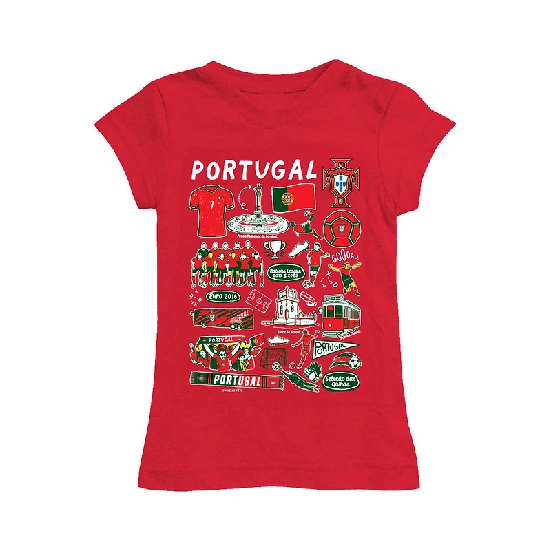 Girls Toddler Vive La Fete Red Portugal National Team Impressions Artwork Fitted T-Shirt