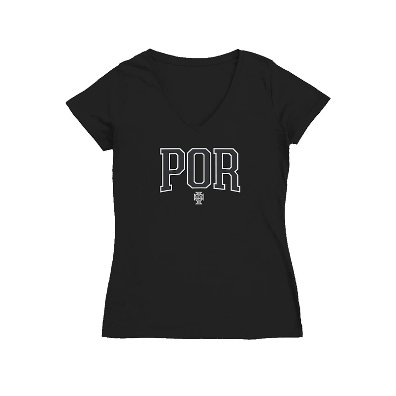 Women's Vive La Fete Black Portugal National Team POR Logo V-Neck Fitted T-Shirt