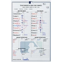New York Yankees Game-Used Lineup Card vs. Texas Rangers on May 7, 2026