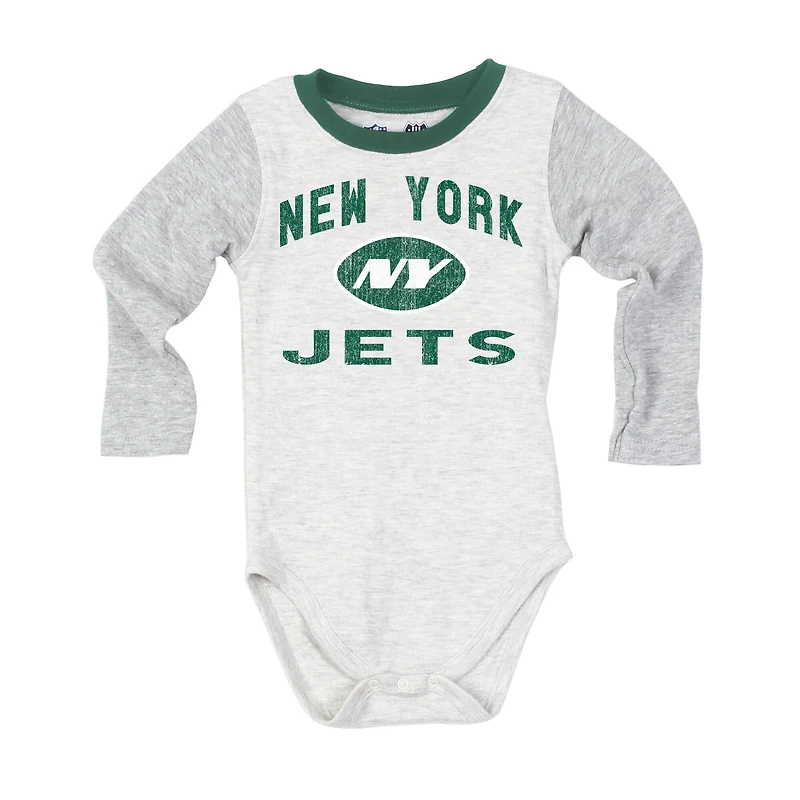 Infant Wes & Willy Heather Gray New York Jets Jie Jie Hopper Long Sleeve Bodysuit & Pants Set