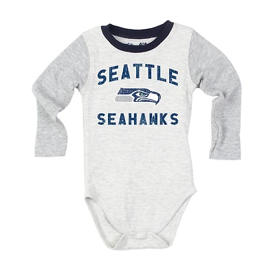 Infant Wes & Willy Heather Gray Seattle Seahawks Jie Jie Hopper Long Sleeve Bodysuit & Pants Set