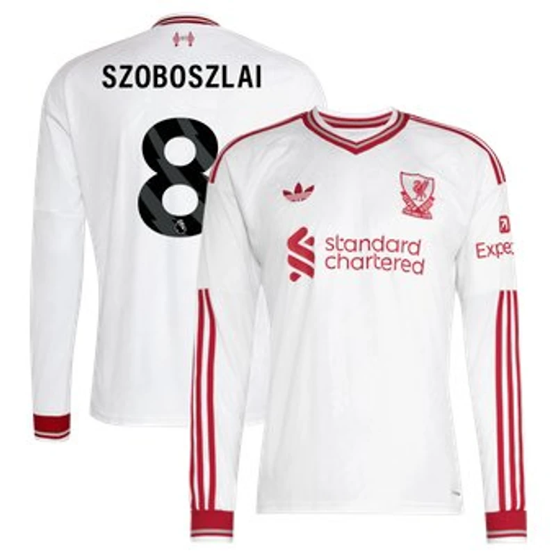 Men's adidas Dominik Szoboszlai White Liverpool 2026/27 Away Replica Long Sleeve Jersey