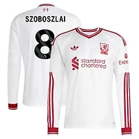 Men's adidas Dominik Szoboszlai White Liverpool 2026/27 Away Replica Long Sleeve Jersey
