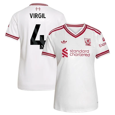 Women's adidas Virgil van Dijk White Liverpool 2026/27 Away Replica Jersey