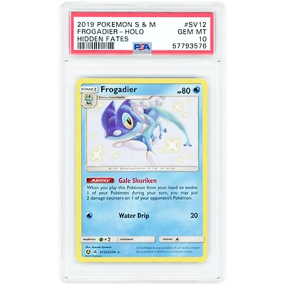 Frogadier 2019 Pokemon Hidden Fates Shiny Vault Shiny Holo Rare #SV12 PSA Authenticated 10 Card