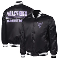 Men's Starter Eclipse Black Golden State Valkyries Satin Varsity Full-Snap Jacket