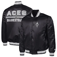 Men's Starter Black Las Vegas Aces Satin Varsity Full-Snap Jacket