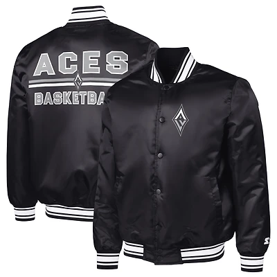Men's Starter Black Las Vegas Aces Satin Varsity Full-Snap Jacket
