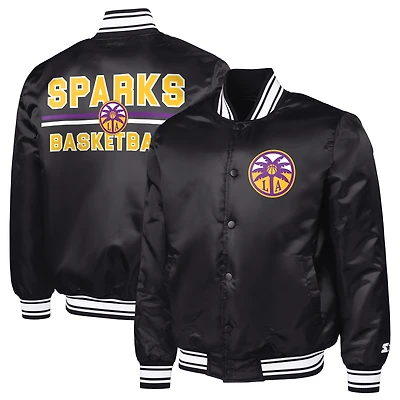 Men's Starter Black Los Angeles Sparks Satin Varsity Full-Snap Jacket