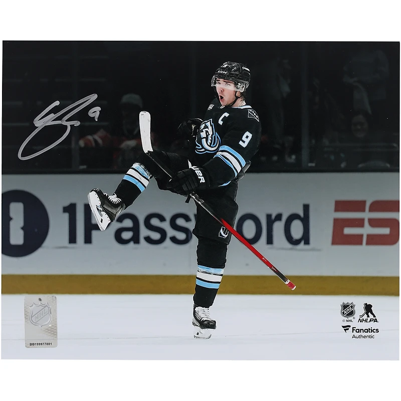 Clayton Keller Utah Mammoth Autographed 8" x 10" Black Jersey Celebration Spotlight Photograph