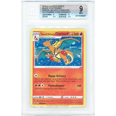Special Delivery Charizard 2022 Pokemon Sword & Shield Pokemon Center Promo #SWSH075 BGS Authenticated 9 Card - 9,9,9.5,9.5 Subgrades