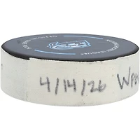 Alexander Kerfoot Utah Mammoth Game-Used Goal Puck from April 14, 2026 vs. Winnipeg Jets