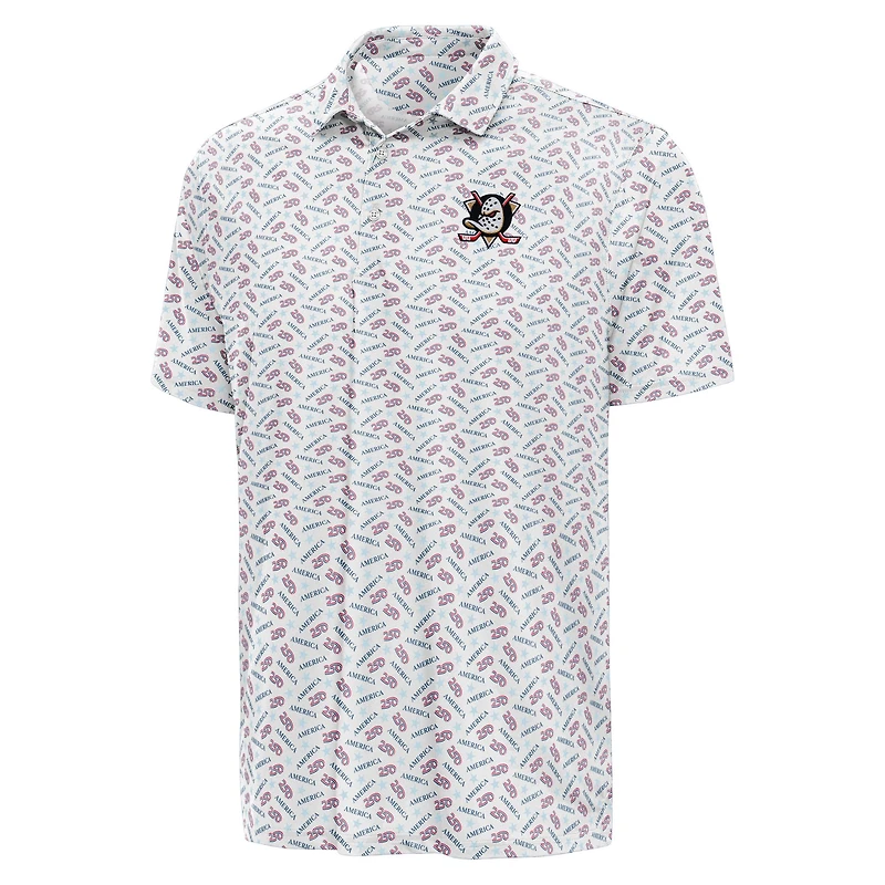 Men's Antigua White Anaheim Ducks All American Polo