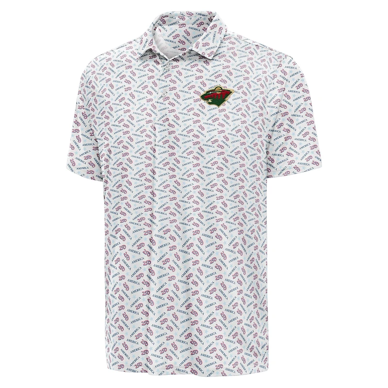 Men's Antigua White Minnesota Wild All American Polo