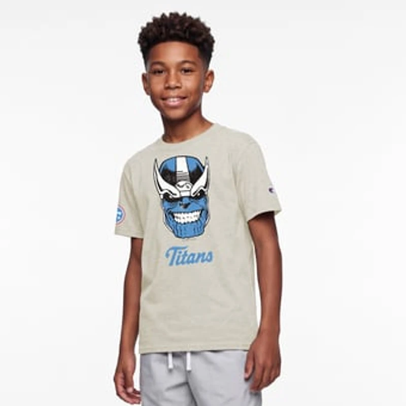 Youth Disney x Champion Oatmeal Tennessee Titans Thanos T-Shirt