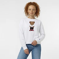 Women's Champion  White Wisconsin Badgers Teddy Bear Fleece Sweatshirt