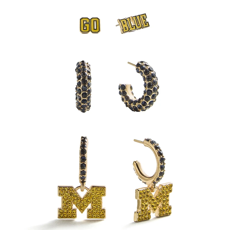 BaubleBar Michigan Wolverines 3-Piece Earring Set