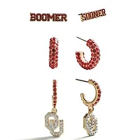 BaubleBar Oklahoma Sooners 3-Piece Earring Set