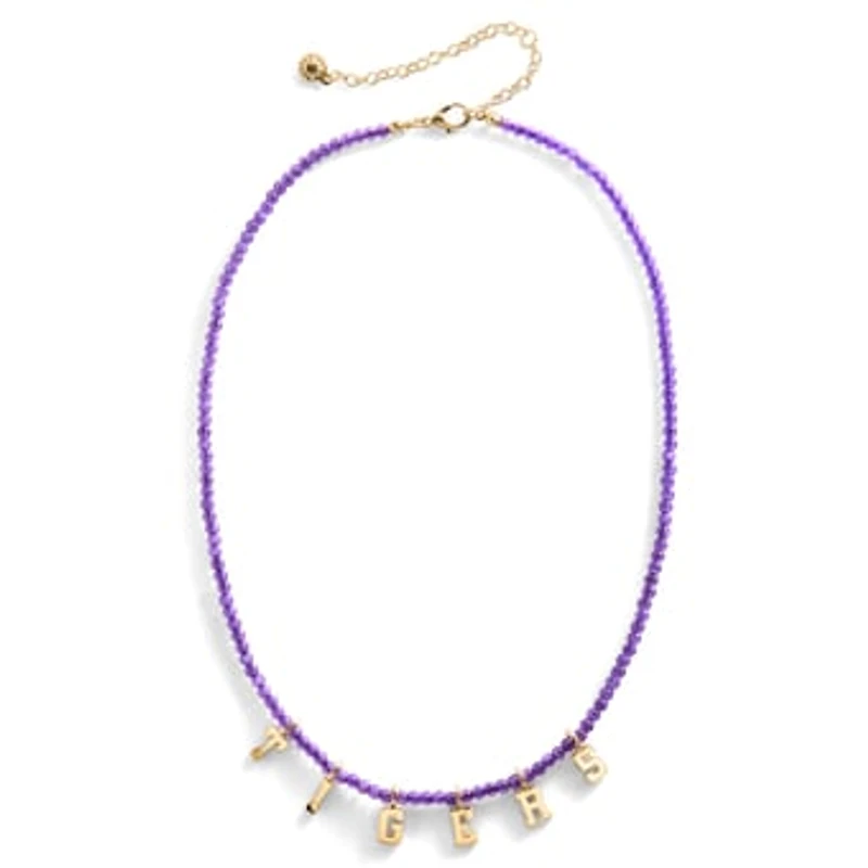 BaubleBar LSU Tigers Delicate Beaded Slogan Necklace
