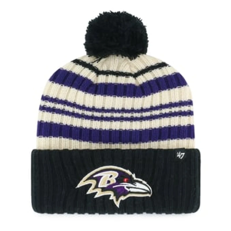 Youth '47 Black Baltimore Ravens Snow Fort Cuffed Knit Hat