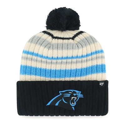 Youth '47 Black Carolina Panthers Snow Fort Cuffed Knit Hat with Pom