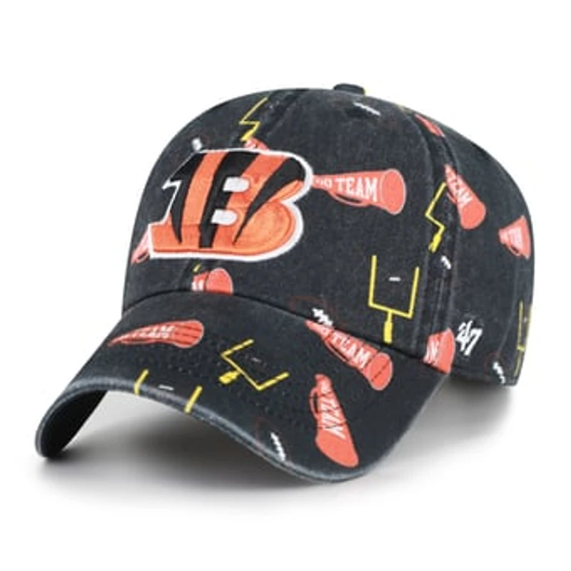 Youth '47 Black Cincinnati Bengals Stomping Ground Clean Up Adjustable Hat
