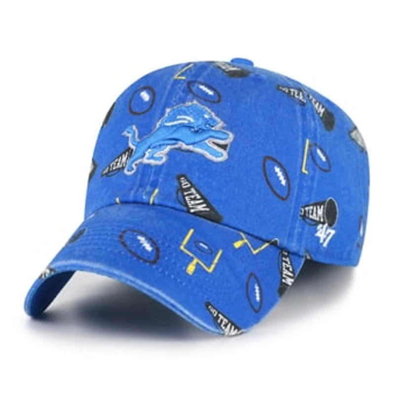 Youth '47  Blue Detroit Lions Stomping Ground Clean Up Adjustable Hat