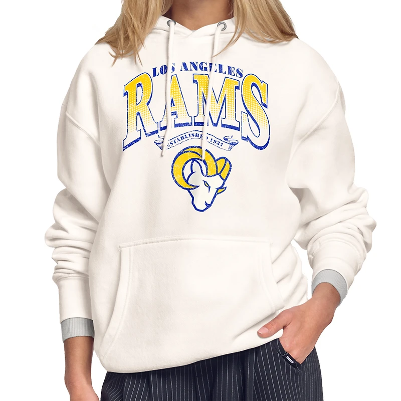 Women's Starter Cream Los Angeles Rams Touchdown Legacy Fleece Hoodie