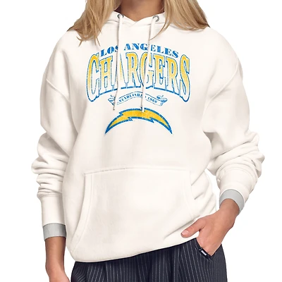 Women's Starter Cream Los Angeles Chargers Touchdown Legacy Fleece Hoodie