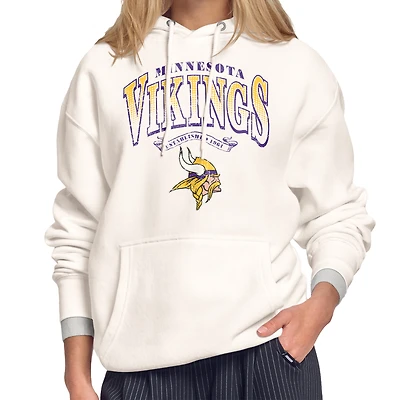 Women's Starter Cream Minnesota Vikings Touchdown Legacy Fleece Hoodie