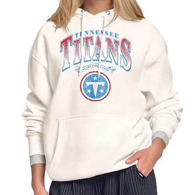 Women's Starter Cream Tennessee Titans Touchdown Legacy Fleece Hoodie