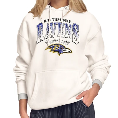 Women's Starter Cream Baltimore Ravens Touchdown Legacy Fleece Hoodie