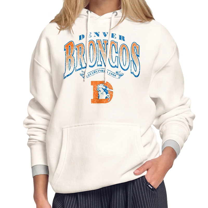 Women's Starter Cream Denver Broncos Touchdown Legacy Fleece Hoodie