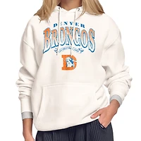 Women's Starter Cream Denver Broncos Touchdown Legacy Fleece Hoodie