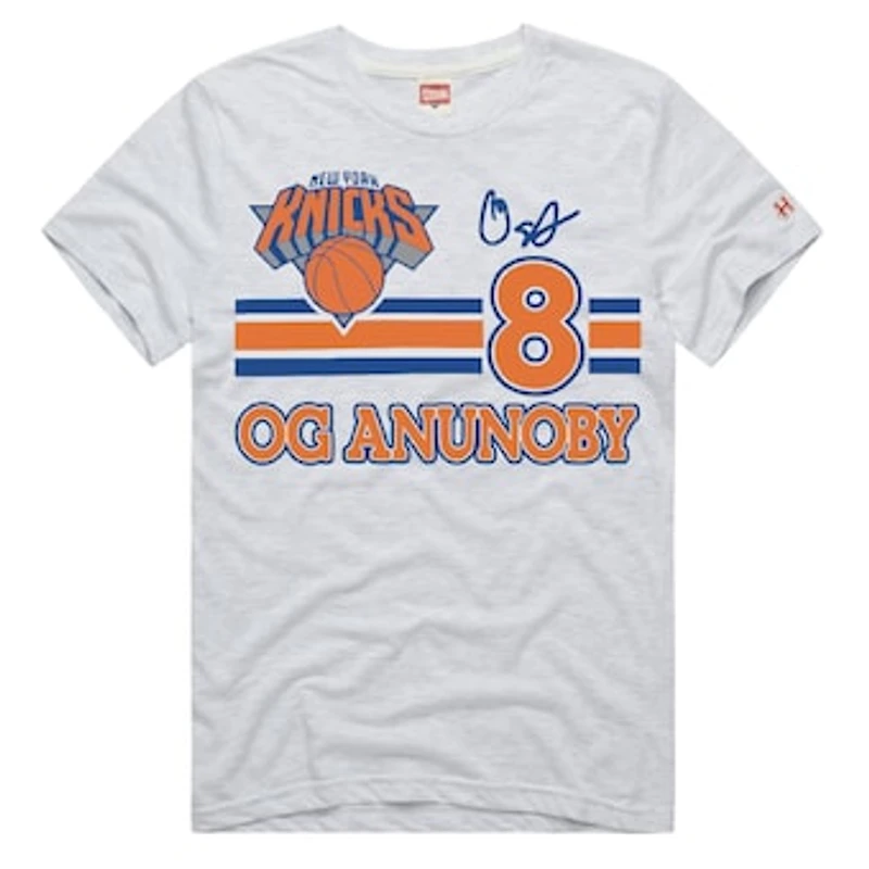 Unisex Homage OG Anunoby Ash New York Knicks Signature Name & Number Tri-Blend T-Shirt