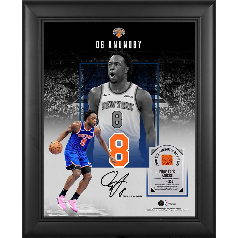 OG Anunoby New York Knicks Facsimile Signature Framed 11" x 14" Showcase Collage with a Piece of Game-Used Basketball - Limited Edition of 250