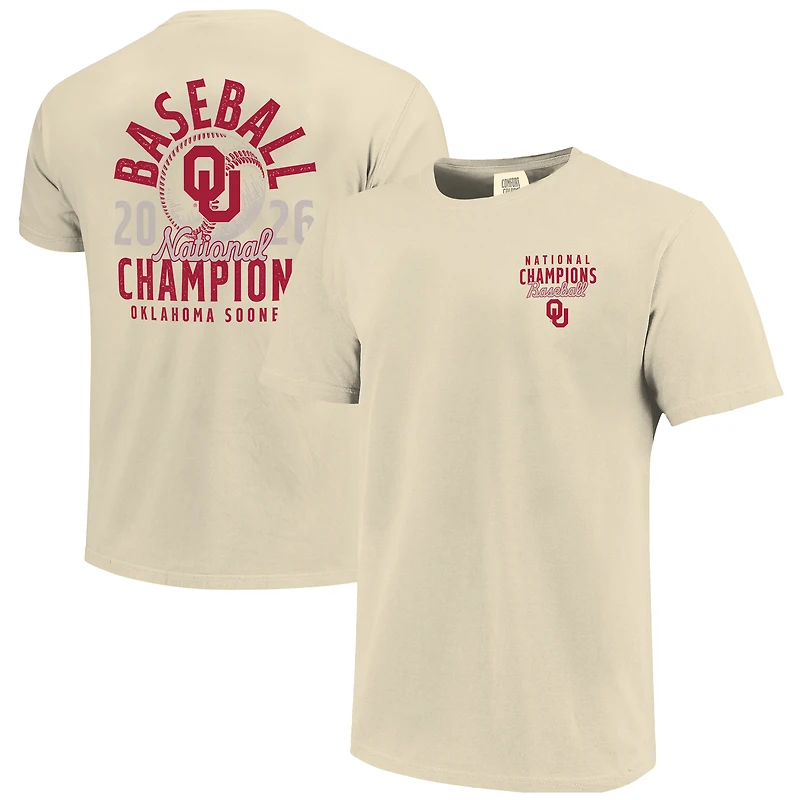 Unisex Image One Cream Oklahoma Sooners 2026 NCAA Baseball Men's College World Series Champions Mascot Overlay T-Shirt