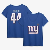 Women's Cam Skattebo Royal New York Giants USA 250 Name & Number V-Neck T-Shirt