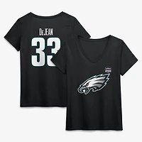 Women's Cooper DeJean Black Philadelphia Eagles USA 250 Name & Number V-Neck T-Shirt