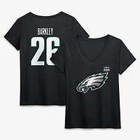 Women's Saquon Barkley Black Philadelphia Eagles USA 250 Name & Number V-Neck T-Shirt