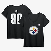 Women's T.J. Watt Black Pittsburgh Steelers USA 250 Name & Number V-Neck T-Shirt